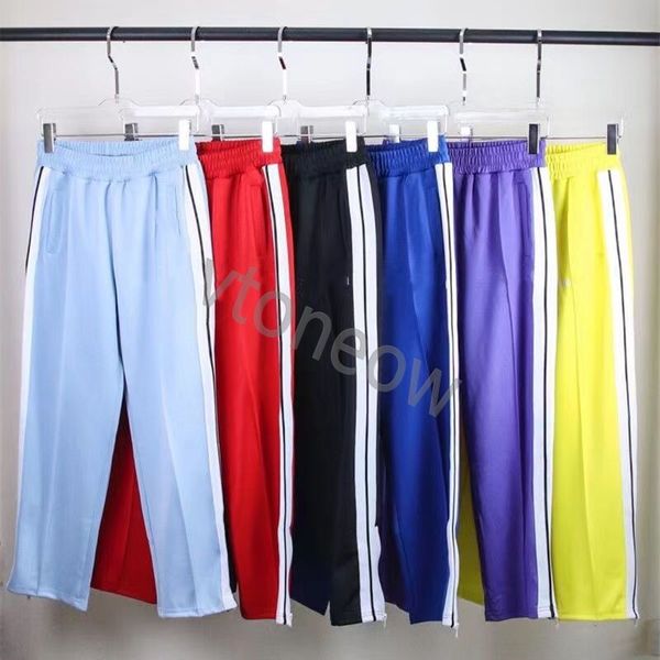 

pants mens womens sports pant designers tracksuits suits loose coats hoodies palms sweatpants rainbow drawstring zipper trousers angels casu, Black