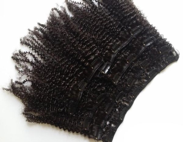 

8 piecesset clip in human hair extensions brazilian remy hair 100 gram 4b 4c afro kinky curly clip in human hair extensions5092981, Black;brown