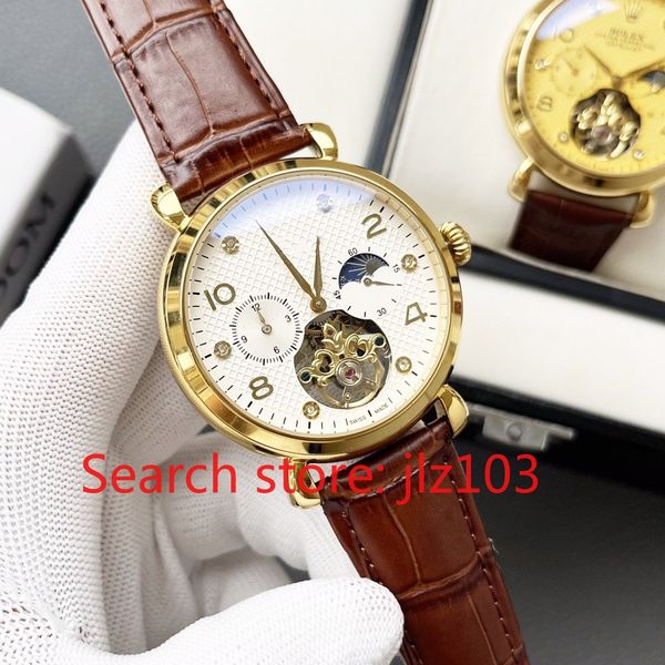 

mechanical watch, clone, multifunction, sapphire crystal, fully automatic mechanical movement, steel case, 42mm.yy