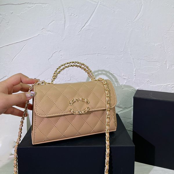 

shoulder bag with handle handbag ringer pattern chain buckle caviar bag classic black mini crossbody bags 19 series makeup box card clip bag