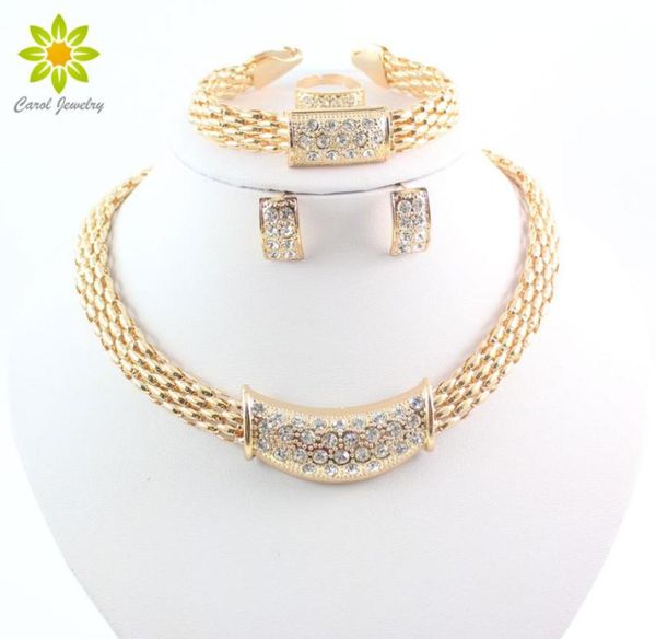 

fashion europe rhinestone wedding jewelry sets 18k gold plated necklace sets african costume austrian crystal accessories6206725, Slivery;golden