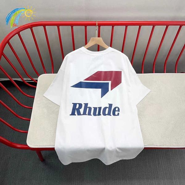 

men's hoodies sweatshirts classic track print rhude t shirt men women 1 1 tags streetwear patchwork white rhude tee casual loose short, Black
