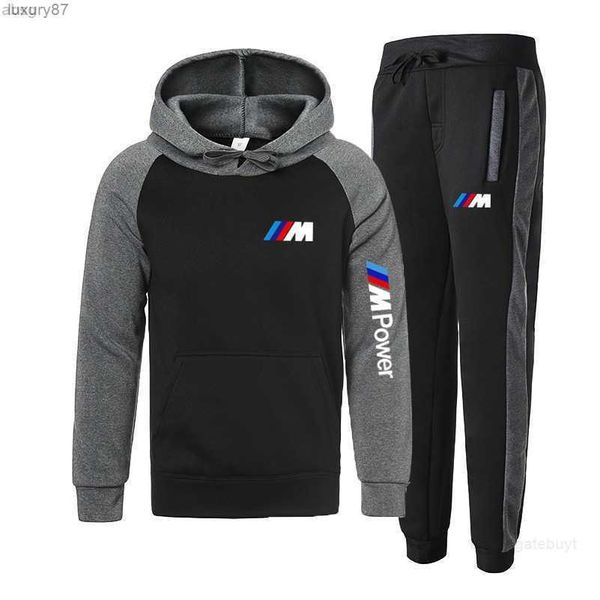 

hoodies men's sweatshirts 2023 2 pieces sets tracksuit bmw power print hoo, Black