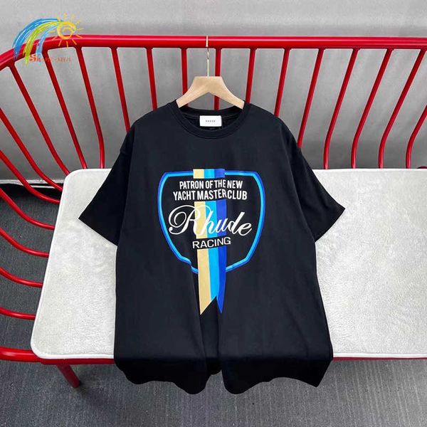 

men's hoodies sweatshirts racing medal series rhude tee men women hip hop vintage patchwork black white rhude t-shirt fashion casual
