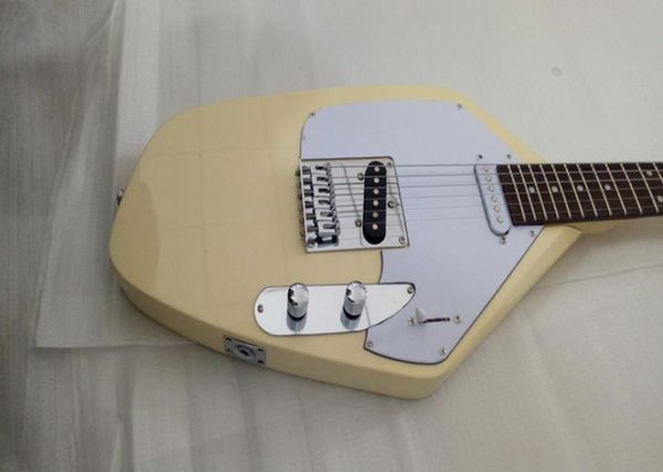 

rare shaped 6 strings tear drop cream electric guitar maple neck rosewood fingerboard tremolo bridge white pickguard1653715