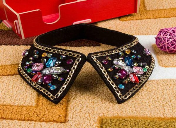

black beading fake false collar for women punk detachable collars choker rhinestone beads sewing apparel accessories7248485, Blue;purple