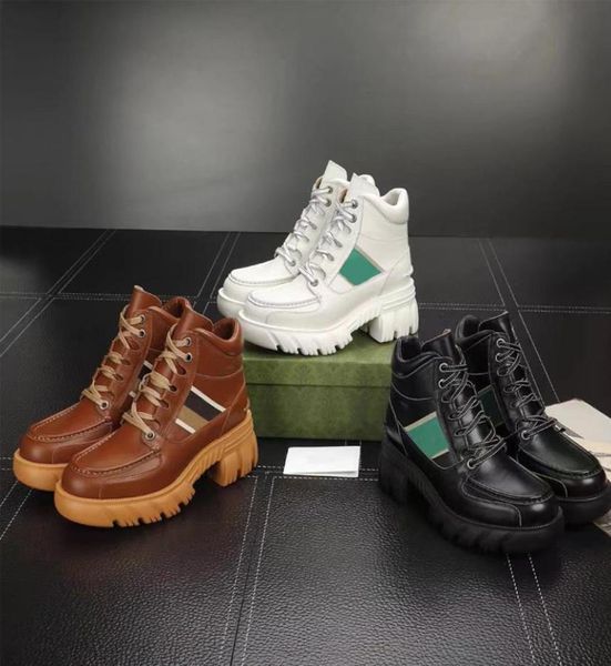 

autumn winter martin boots leather laceup men sneaker 100 cowhide casual woman boot fashion platform trainers thick bottom high 8550659, Black