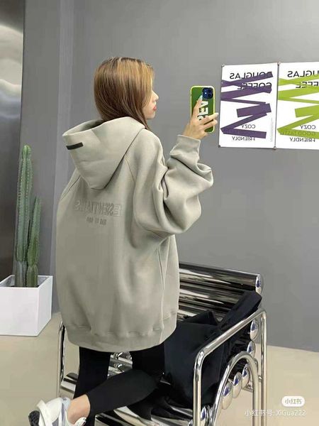 

men's hoodies fashion ess designer hoody fog double line ess same color silicone high street loose casual youth trend brand hooded swea, Black