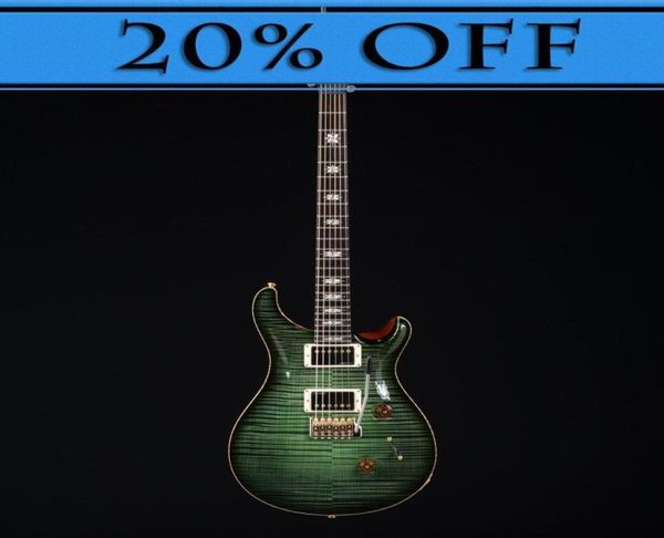 

2016 custom 24 lotus knot private stock sage glow smoke burst 3415 green flame maple electric guitar lotus knot inlays tremol4995777