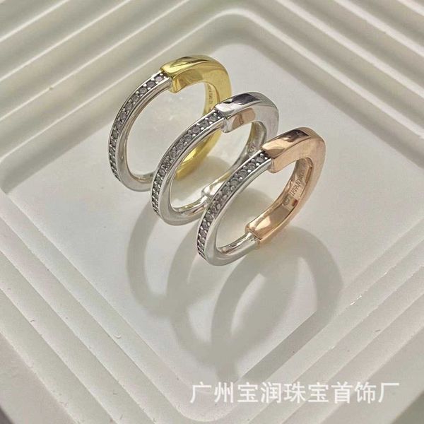 

high-end lock ring tiffay s925 silver minimalist ins premium 18k rose gold rafc