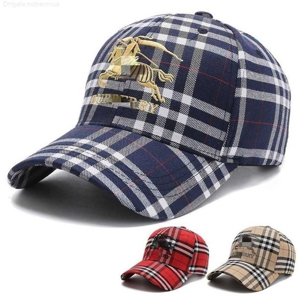 

designer luxury brand burbrery new checkered baseball duck tongue hat for men's sports outdoor riding hat summer fashion sunshade and s, Blue;gray