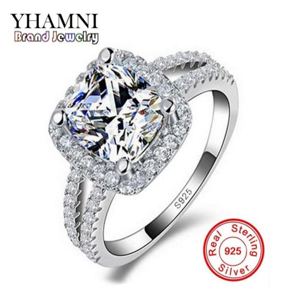 

yhamni original fashion jewelry 925 sterling silver wedding rings for women with 8mm cz diamond engagement ring whole j29hg70336893944965, Slivery;golden