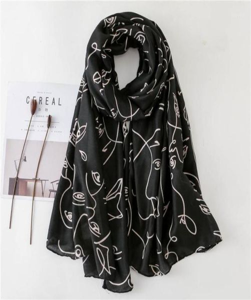 

scarves 2021 head scarf women winter allmatch black cotton linen long shawl soft chiffon hijab blanket poncho7715244, Blue;gray