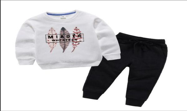 

toddler tracksuits casual kids sports coat pants 2pcs sets long sleeve boys activewear solid girls outfits boutique baby clothing1383669, White