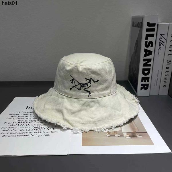 

bird's home net red worn cowboy fisherman's arc hat with raw edges women's small crowd mask bucket hat sun protection sunshad, Blue;gray