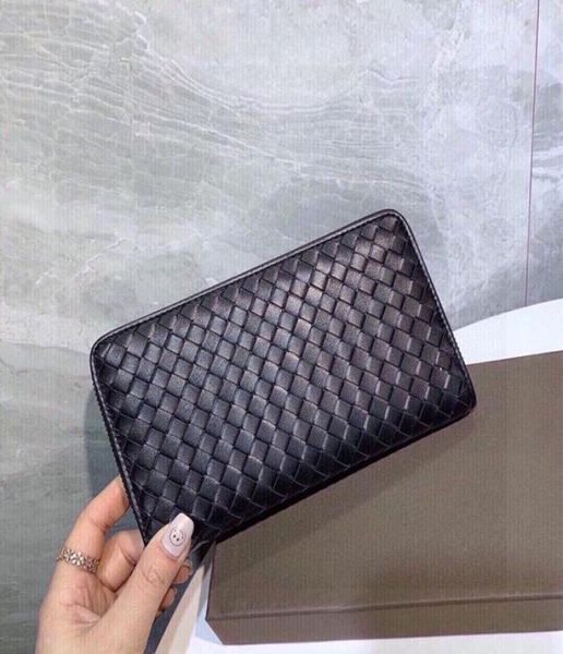 

wallets black wallet men039s long clutch bag leather woven multicard position 2021 trend largecapacity zipper handbag1569702, Red;black
