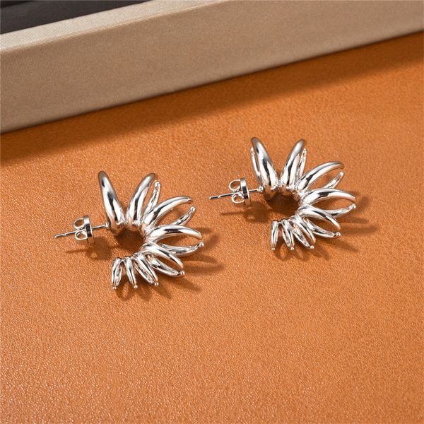

ins french heavy industry crescent earrings for women european american niche cold and fashionable charm jewelry, Golden;silver