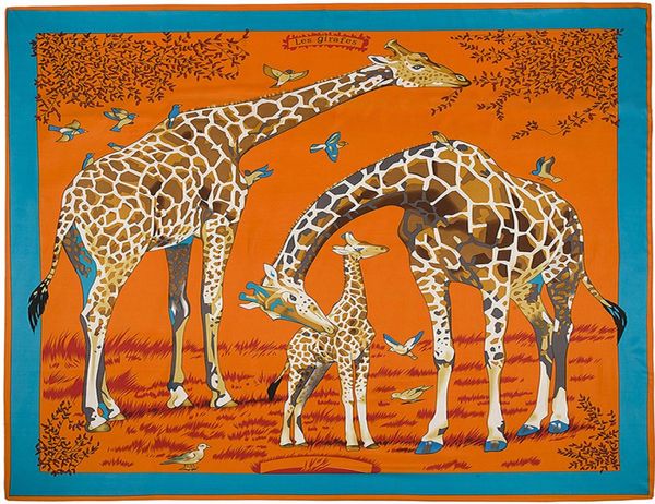

joker square silk women animal print scarf fashion giraffe pattern foulard femme echarpe large twill scarves whole dropshippin9412848, Blue;gray