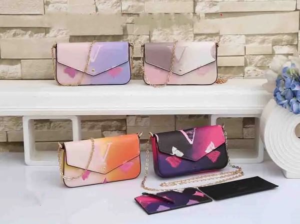 

sunrise pastel 3pcs set pochette totes bag colorful women designer shoulder handbag purse on the go spring in the city collection chain tote