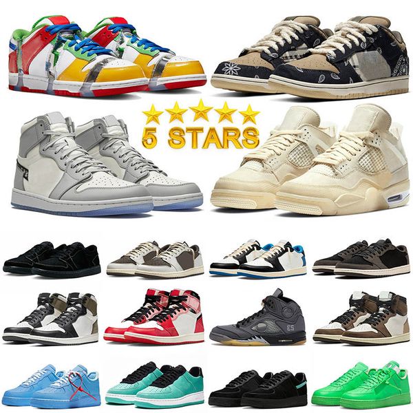 

5a quality fragment casual basketball shoes jumpman 1 4 5 sail sneakers genuine leather spider-verse womens mens dark mocha sneakers traine, Black