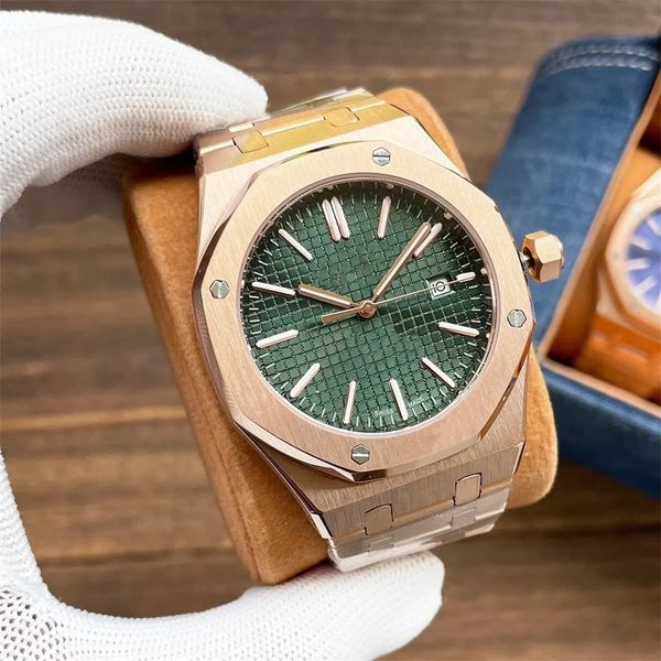 

luxury men's automatic mechanical watch high-quality 42mm sapphire glass screw underwire classic business luxury premium watch, Slivery;golden