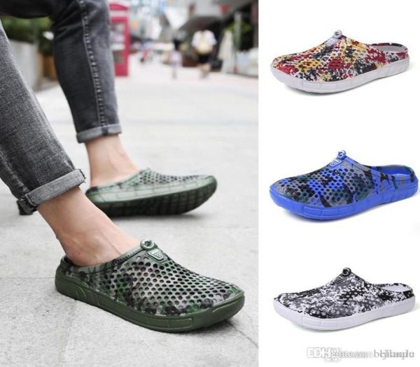 

2018 camouflage tarmac summer slippers men hollow out breathable beach flip flops casual slipon flats sandals outdoor wadi2284463, Black