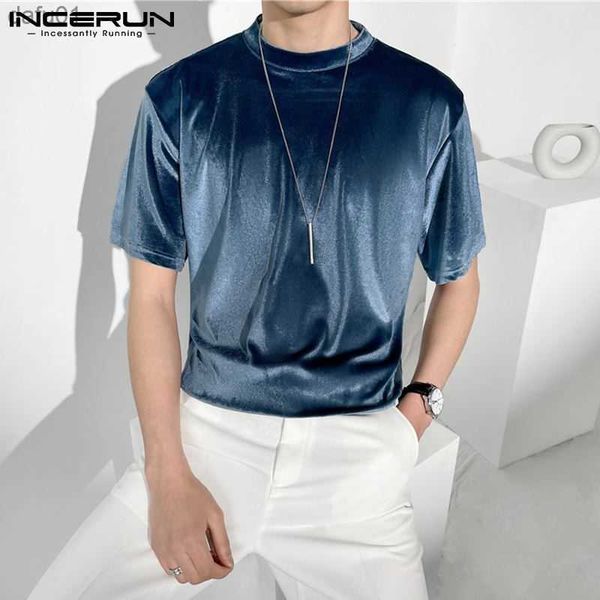 

men's t-shirts men t shirt solid color velour streetwear round neck short sleeve casual tee summer cozy leisure camisetas s-5xl inceru, White;black