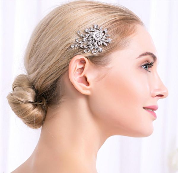

hair combs for women bridal vintage flower pattern rhinestones hair clips barrettes tiaras wedding jewelry accessories jch1453284044, Golden;white