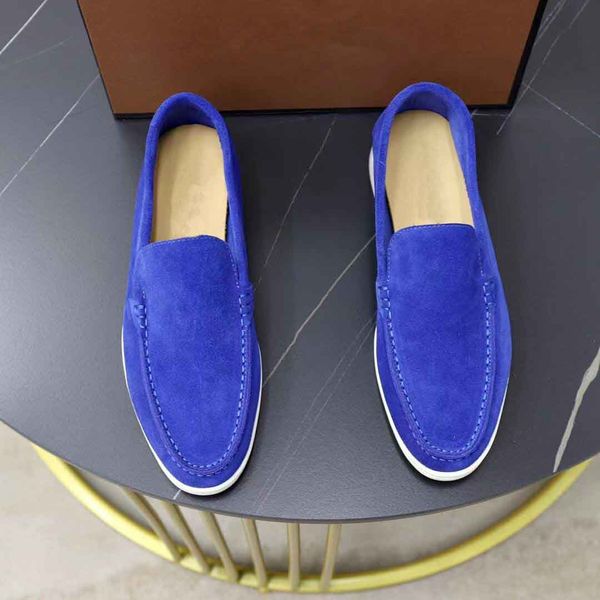 

23s loro&pianas men casual dress shoes lp loafers summer walk flats soft suede leather low slip on rubber sole handmade shoe with box 38-46, Black