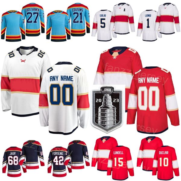 

stanley cup finals hockey 10 anthony duclair jersey 5 aaron ekblad 42 gustav forsling 21 nick cousins 27 eetu luostarinen 15 anton lundell j, Black;red