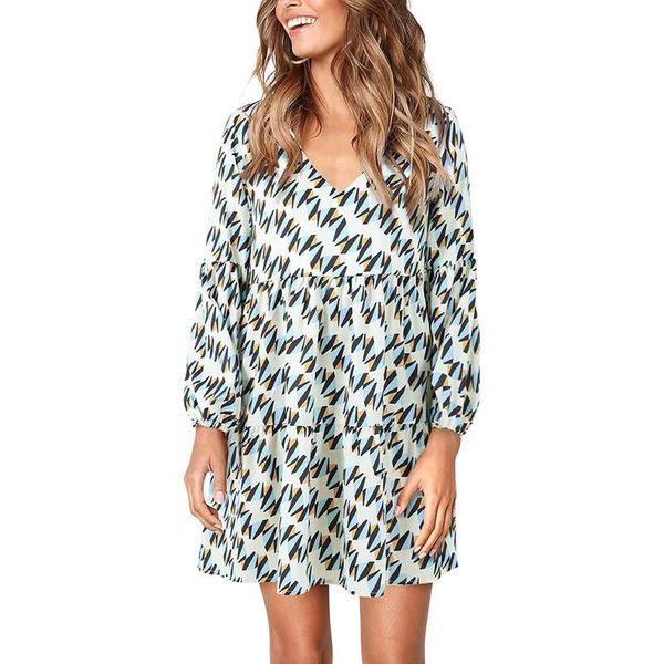 

amoretu women's summer waist dress v-neck casual loose flowing flowing dress, Black