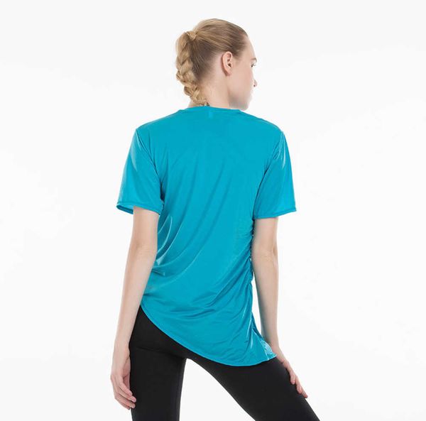 

naked-feels fabrics loose gym workout yoga t-shirt women breathable plain fitness sport short sleeved shirts leisure 6ess, White