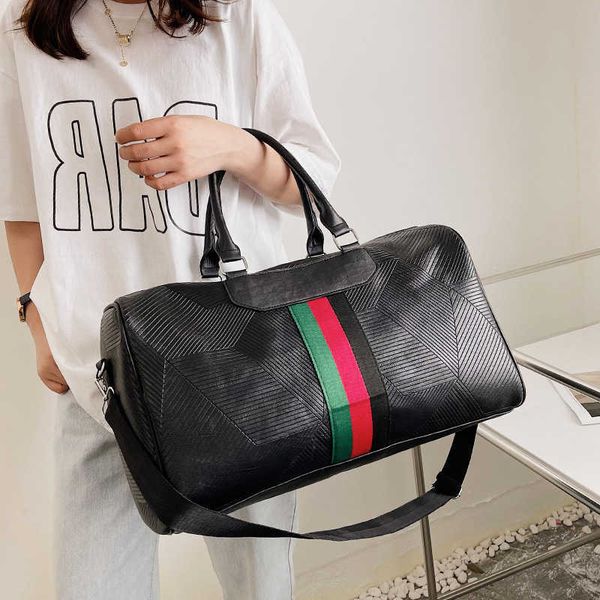 

versatile ribbon pu leather travel bag, portable leisure fitness anti splashing bag 230526