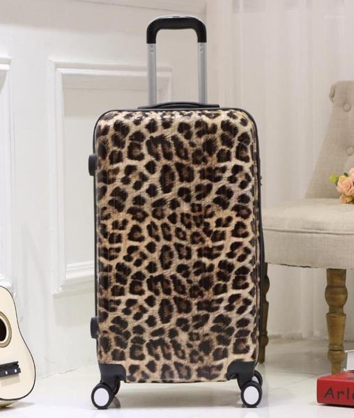 

suitcases fashion trolley suitcase zebra leopard print rolling luggage carry on travel bags wheel cabin9101083