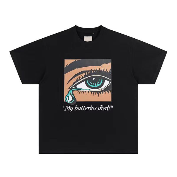 

2fashion brand tshirts mens designer t shirt pure cotton round neck weeping eyes letter pattern short sleeve black white t-shirt simpl casua, White;black