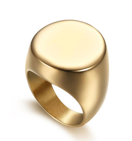 

ffashion gold color large rings for men party jewelry big round cocktail ring 316l titanium stainless steel anillos homb2554242, Silver