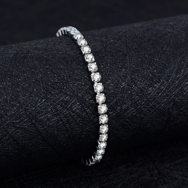 

trendy moissanite bangle bracelet 100% real 925 sterling silver wedding bracelets for women bridal sizeable tennis party jewelry, Golden;silver