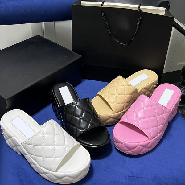 

iridescent sandal cotton tweed sandals designer luxury women summer slope heel slides beach slippers, Black