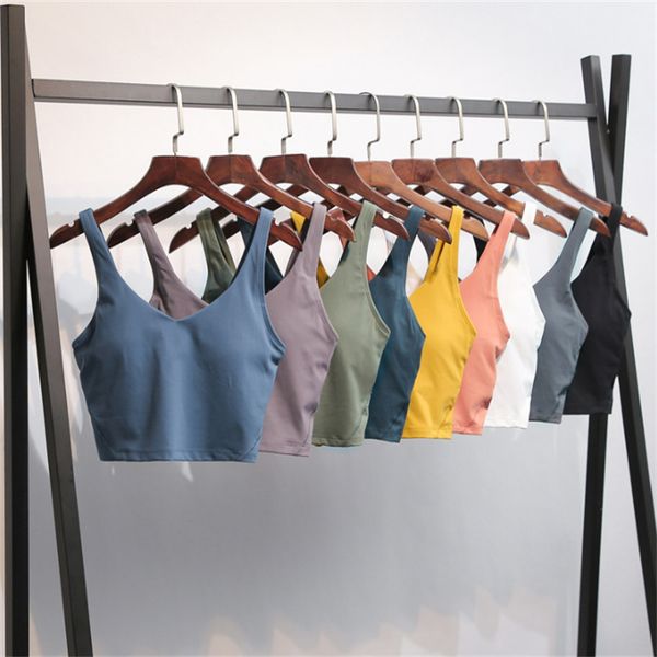 

ll yoga fitness bra butter soft women's yoga sports tank gym tailored yoga tank back shockproof belt removable breast pads women's