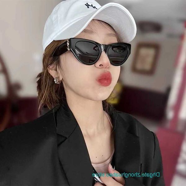 

y s l designer sunglasses for uk 2023 new yang shulin same style for women premium black super large face slim cat eyes high end m94 12dq, White;black