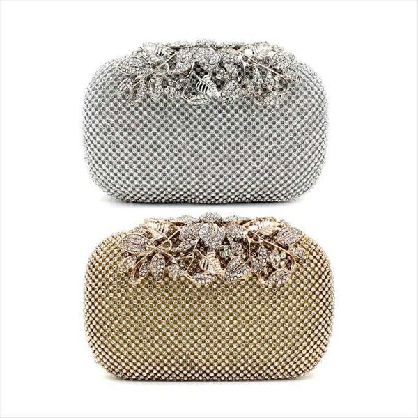 

womens bag leaf shaped flowers diamond evening flower bride clutch net drill banquet