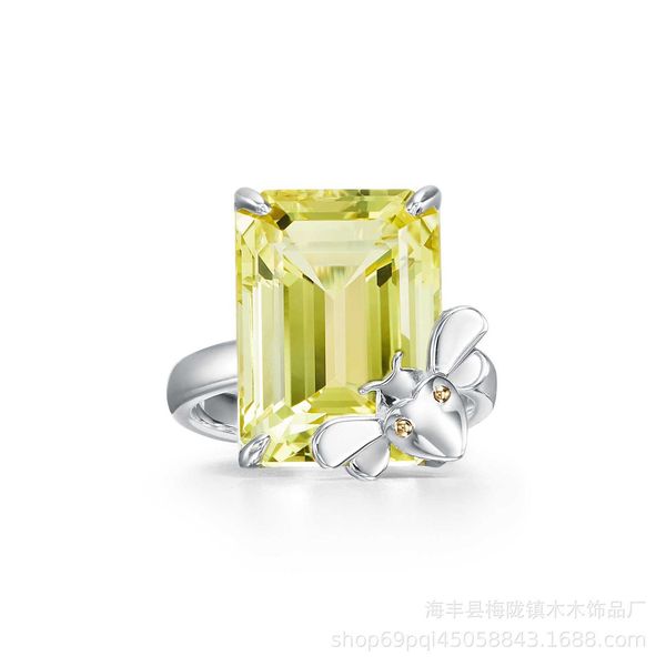 

high-end tiffay style ring female butterfly blue diamond personality versatile fashion ins 8ms7, Silver