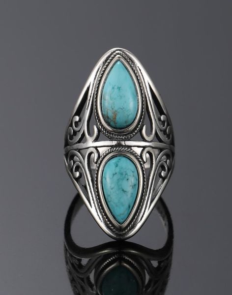 

925 sterling silver rings original design vintage natural turquoise ring for women men female fine jewelry gifts 2010265582862, Golden;silver