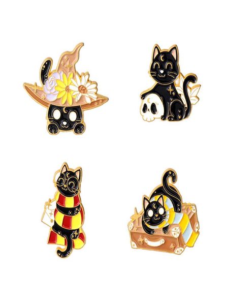 

skull animal black color cat animal enamel brooches pin for women fashion dress coat shirt demin metal funny brooch pins badges pr4337109, Blue
