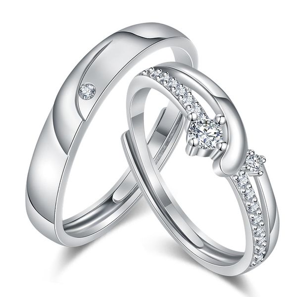 

selling couple rings for men and women adjustable size silver ring set