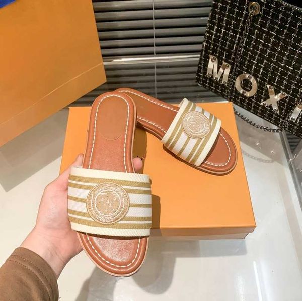 

l embroidered fabric slides slippers black beige multicolor embroidery mules womens home flip flops casual sandals summer leather flat slide