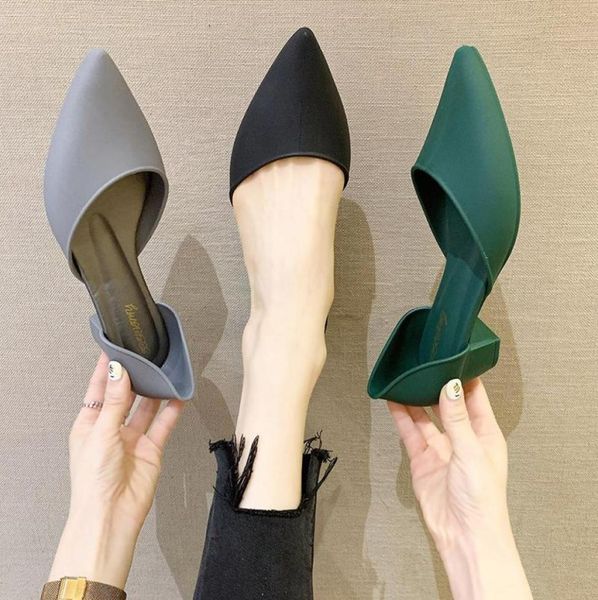 

simple design summer jelly shoes women pointed toe sandals thick heel 2021 female casual pumps4744558, Black