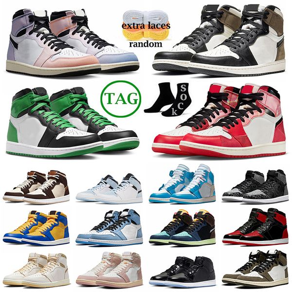 

2023 jumpman 1 basketball shoes men 1s next chapter lost found true university blue hyper royal panda dark mocha bred shadow unc smoke grey, Black