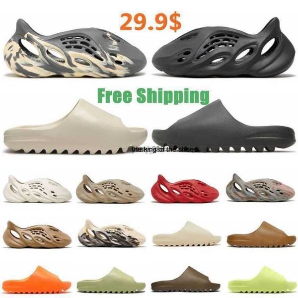 

designer sandals mens foam runner slides onyx bone resin desert sand slippers mx moon grey mist ararat slipper foam runners summer beach sum, Black