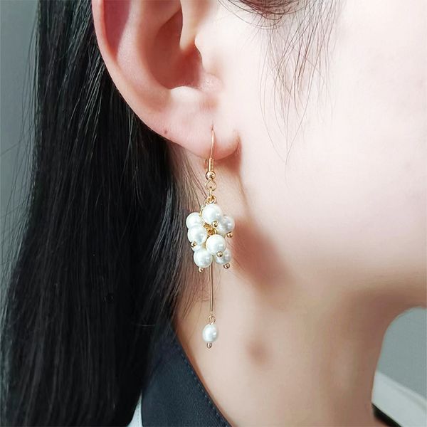 

glass pearl earrings ear hook ear drop earrings ear studs ear accessories, Silver